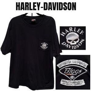 HARLEY DAVIDSON Skull T-Shirt Size XL BIGGS SOUTHERN CALIFORNIA HARLEY-DAVIDSON